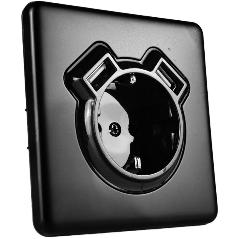 Kontaktní zásuvka čtvercová schuko 2xUSB černá matná elegantní Togglica Eu