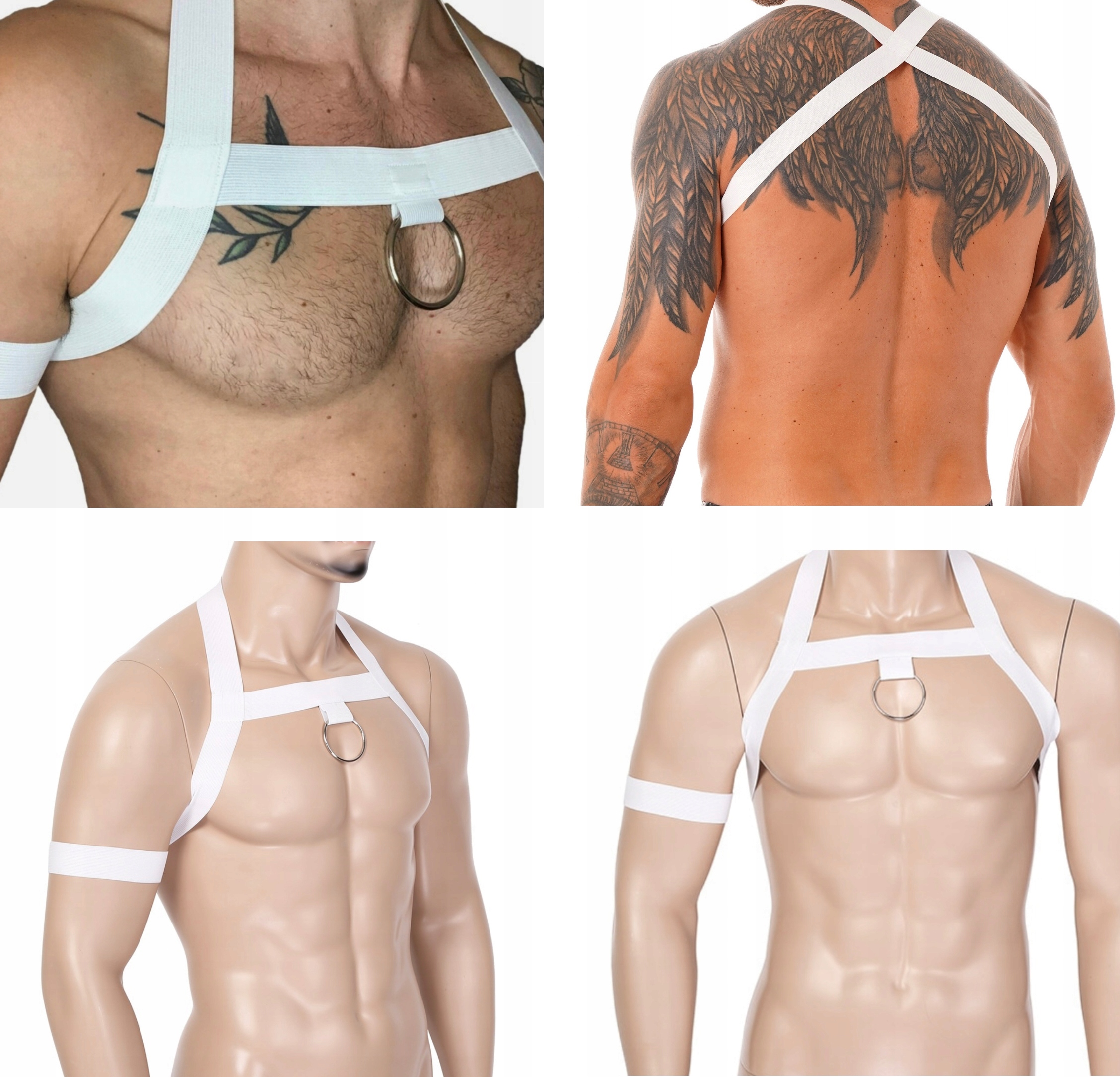 ELASTYCZNY HARNESS MĘSKI +OPASKA BICEPS RING METALOWY ROZMIARY HIT!