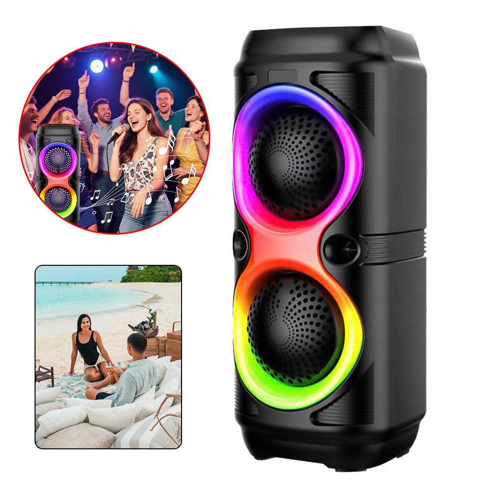Reproduktor Boombox Přenosný Led Funkce Karaoke Bluetooth Rádio Fm S Usb