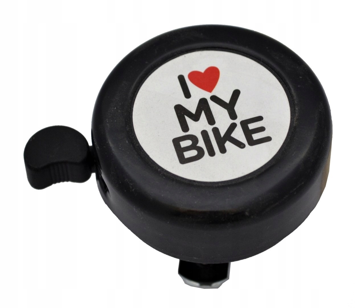 

Dzwonek rowerowy z napisem i love my bike