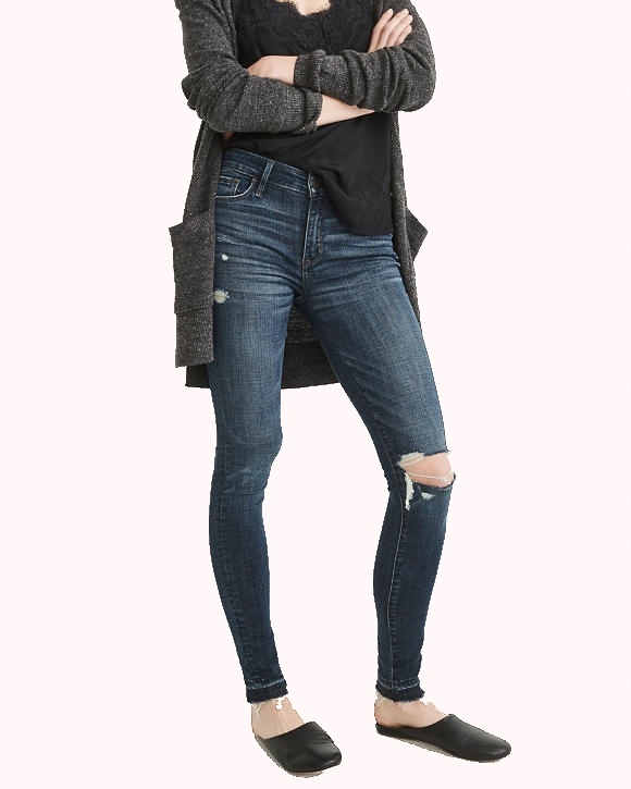 Abercrombie úzké nohavice díry Hollister W27 L30 S 36