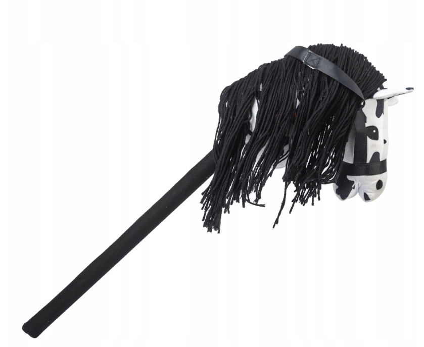 GŁOWA KONIA PLUSZOWA HOBBY HORSE Z GRZYWĄ KOŃ KONIK NA KIJU BIAŁO-CZARNY Kod producenta 5906361450094