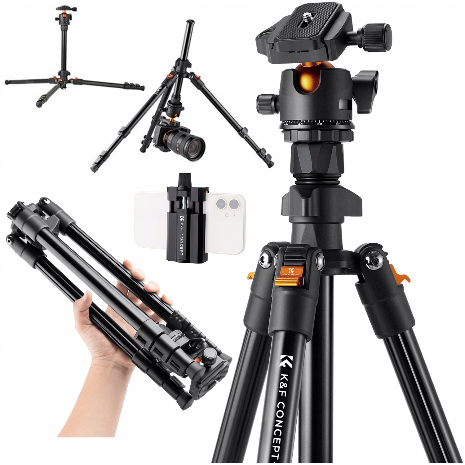 K&f Fotografický Stativ pro fotoaparát 3D hlava Držák na telefon Pro