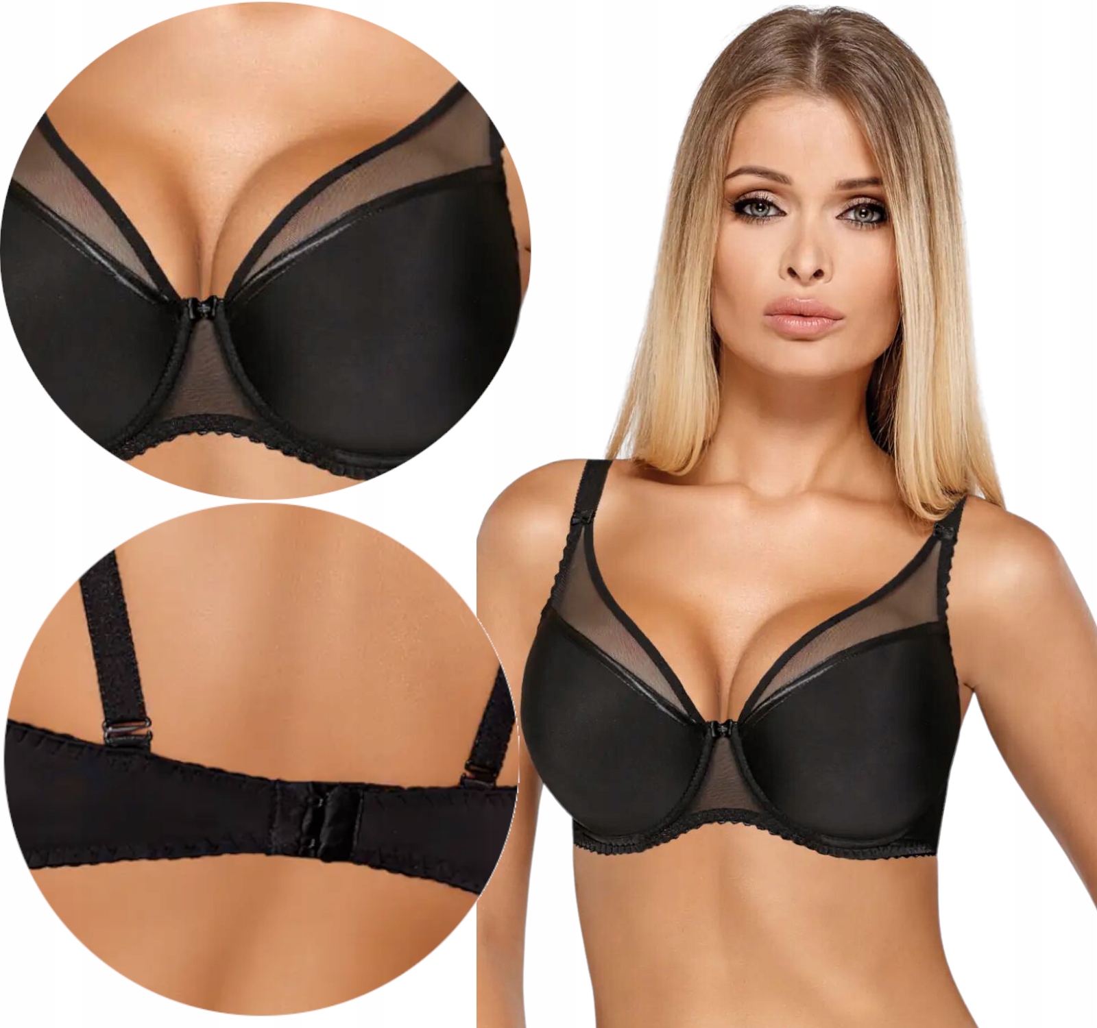 Módní krásná push-up podprsenka s páskem 85B černá