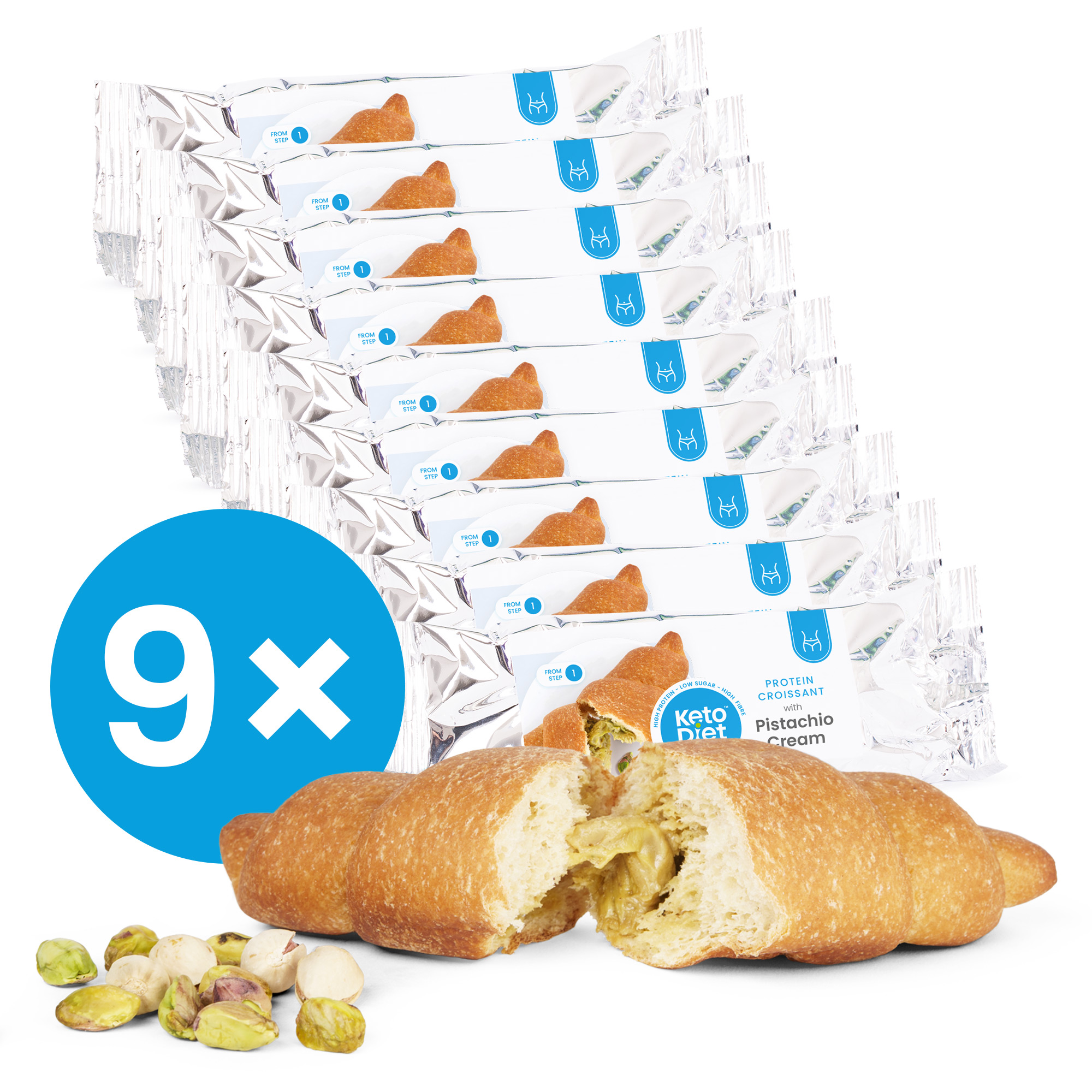 Levně Proteinový croissant s pistáciovou náplní Multipack (9 ks 9 porcí)