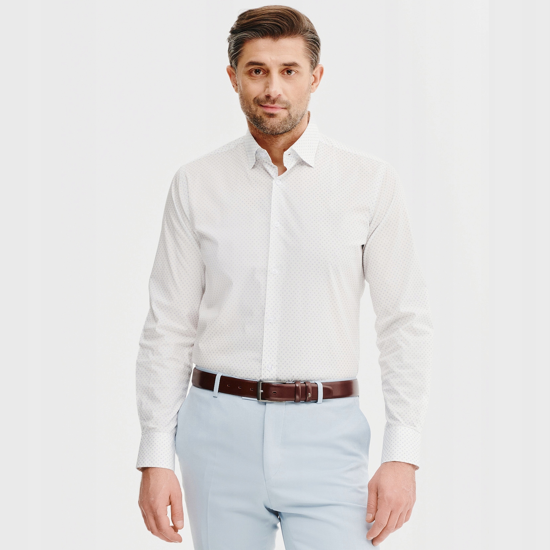 Bílá pánská košile s modrým mikrovzorem Pako Lorente vel 3XL