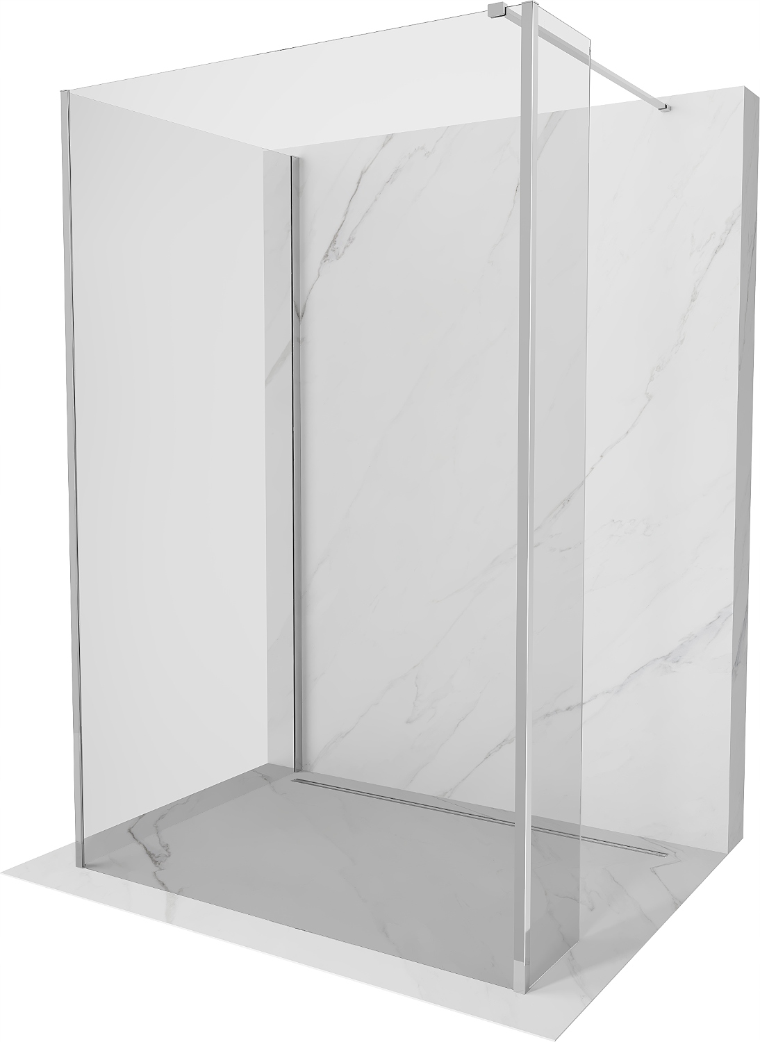 Mexen Kioto Walk-In Sprchová Stěna 95x90x30 cm, Transparentní, Chrom