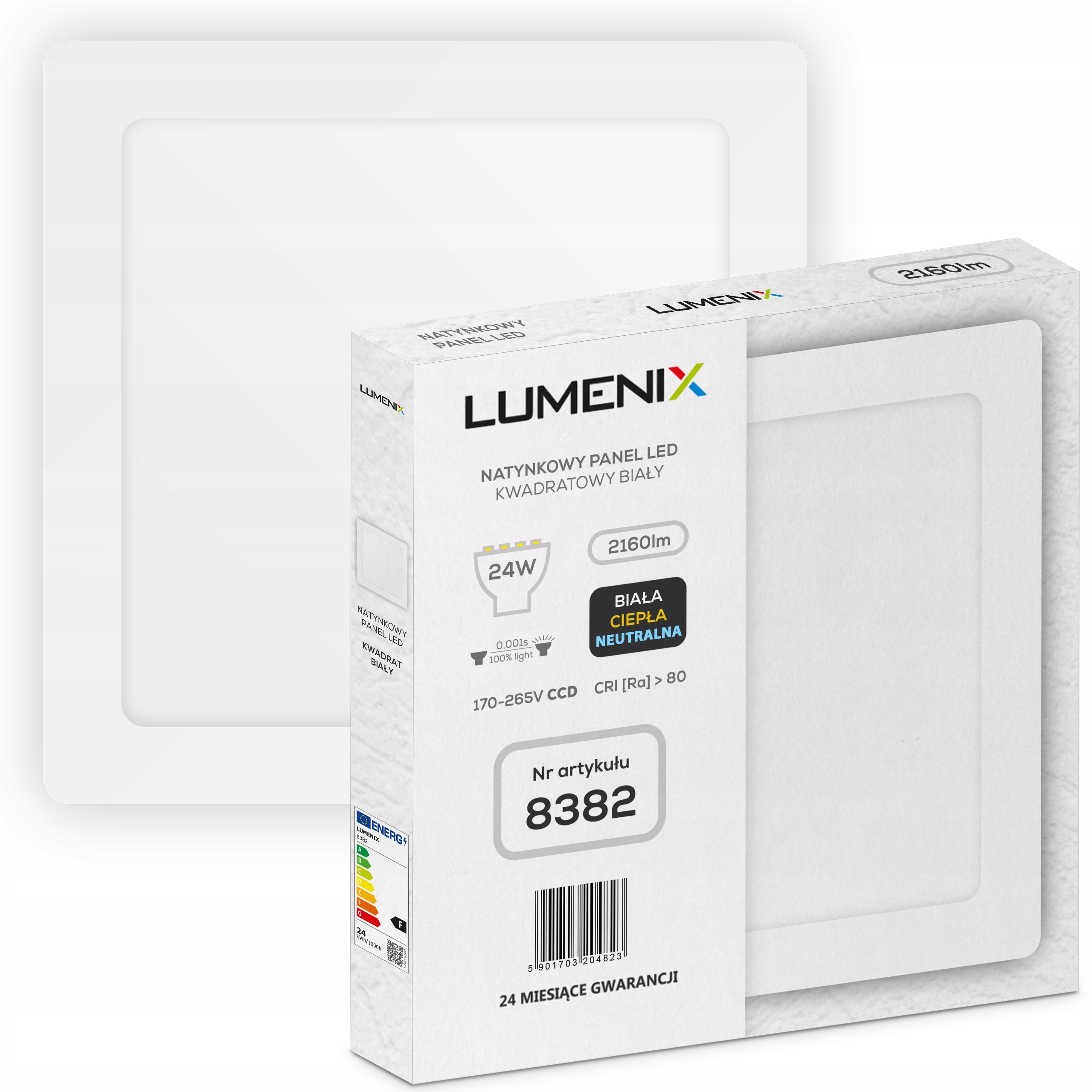 Panel LED natynkowy kwadratowy 24W PREMIUM CCD FF!