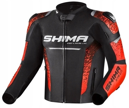 Shima Str 2.0 Bright Red Červená Pánska Motocyklová Kožená Bunda