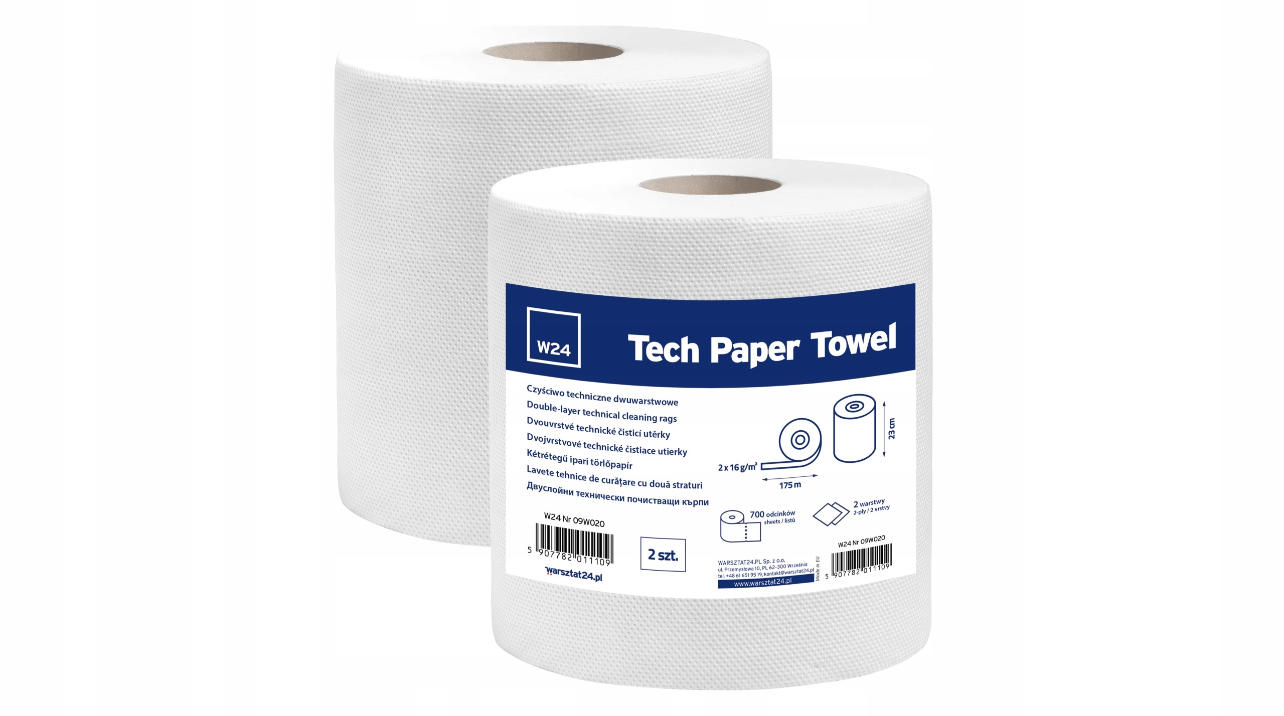 Ręcznik papierowy czyściwo przemysłowe Białe 175mb 2 warstwy| 2 Rolki