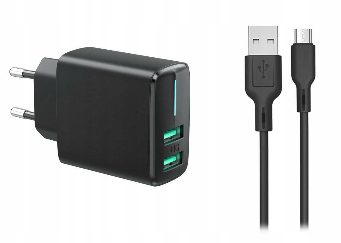 Ładowarka Sieciowa 2x Usb 3,4A kabel Micro Usb 1m