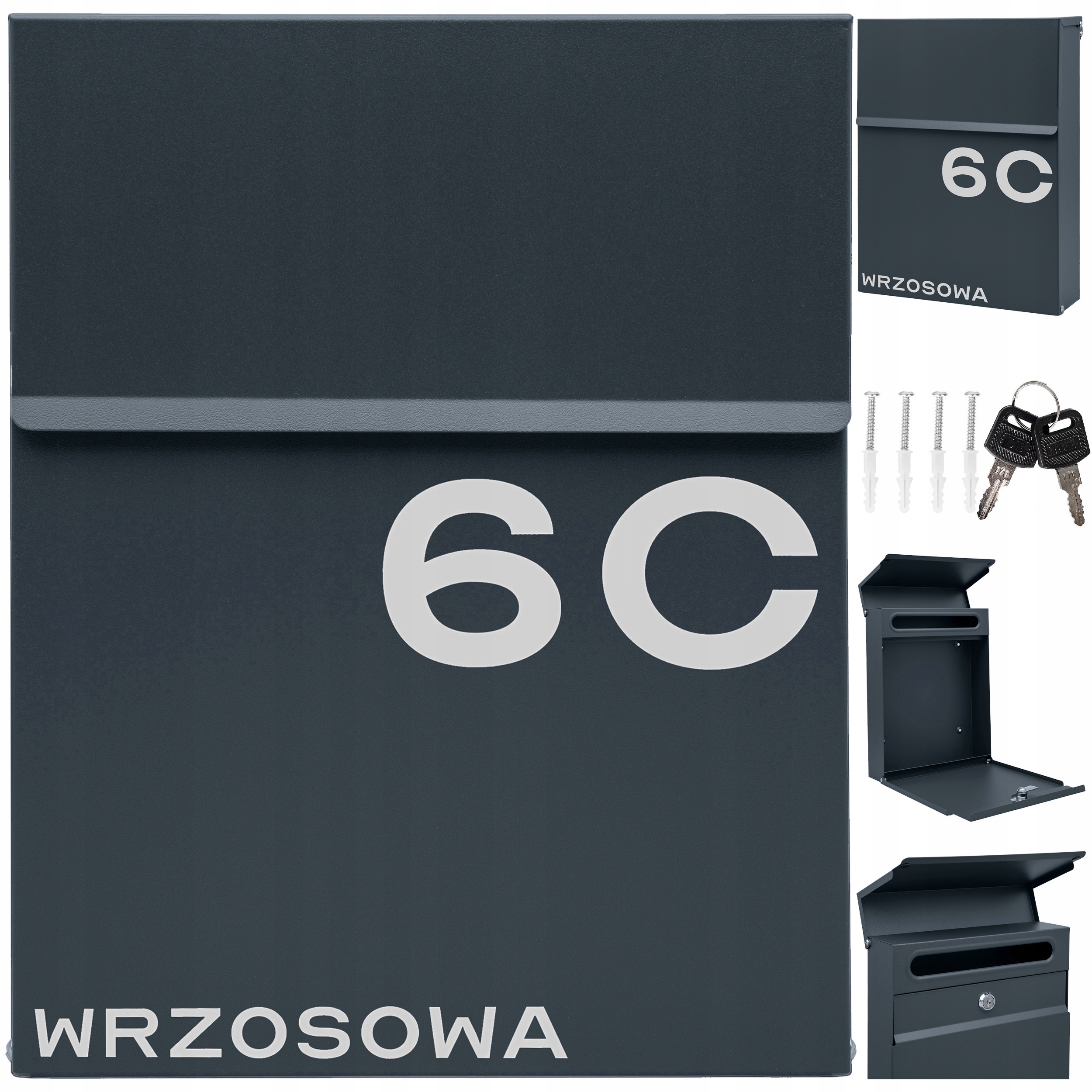 Poštovní Schránka Slim Antracit Nápis