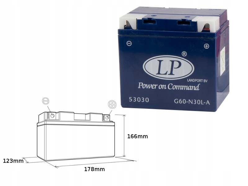 Landport Gélová Batéria G60-N30L-A (mg L60-N30-3) 12V 30AH 187X130X170 B