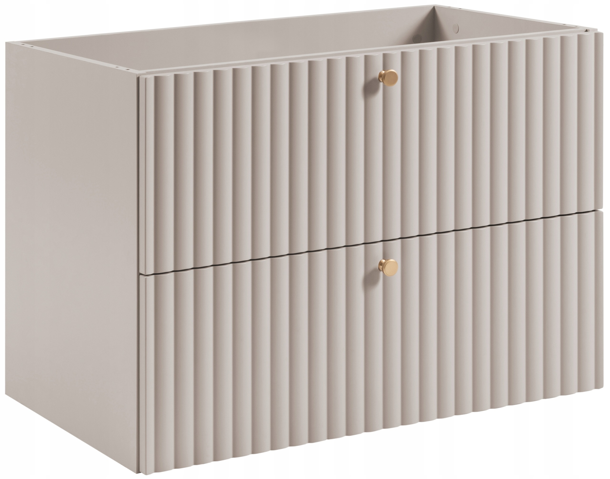 Koupelnová skříňka pod umyvadlo 80 kašmír, oválný knoflík, Ryflovaná čela Mdf