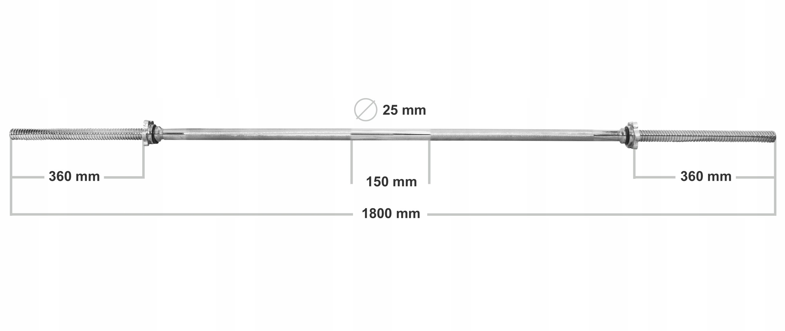 PLATINUM FITNESS GRYF PROSTY GWINTOWANY 180 cm 25 mm SZTANGA ZACISKI STAL Model P0054