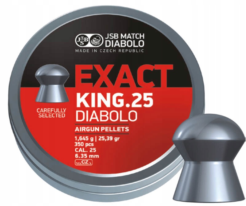Exact Jsb King 6,35 mm .25 1,645 g 350szt Śrut Do Wiatrówki Fac Diabolo