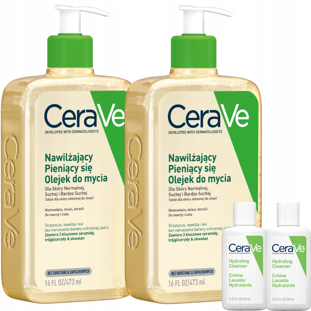 CeraVe Olejek Nawilżający Pieniący Się Do Mycia Twarzy i Ciała 473ml x2