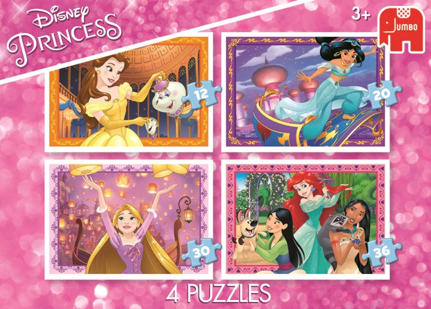 PUZZLE 4W1 KSIĘŻNICZKI PRINCESS JUMBO 19462 98 EL. Stan opakowania oryginalne