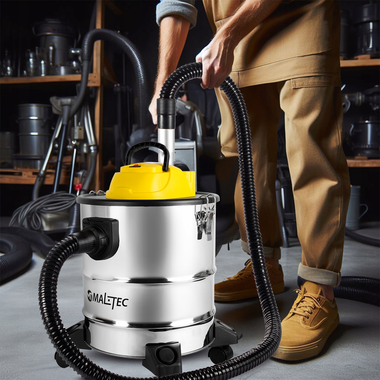 ODKURZACZ PRZEMYSŁOWY DO POPIOŁU GRUZU PIECA PODŁÓG KOMINKOWY MOC 20L 2000W Marka Maltec