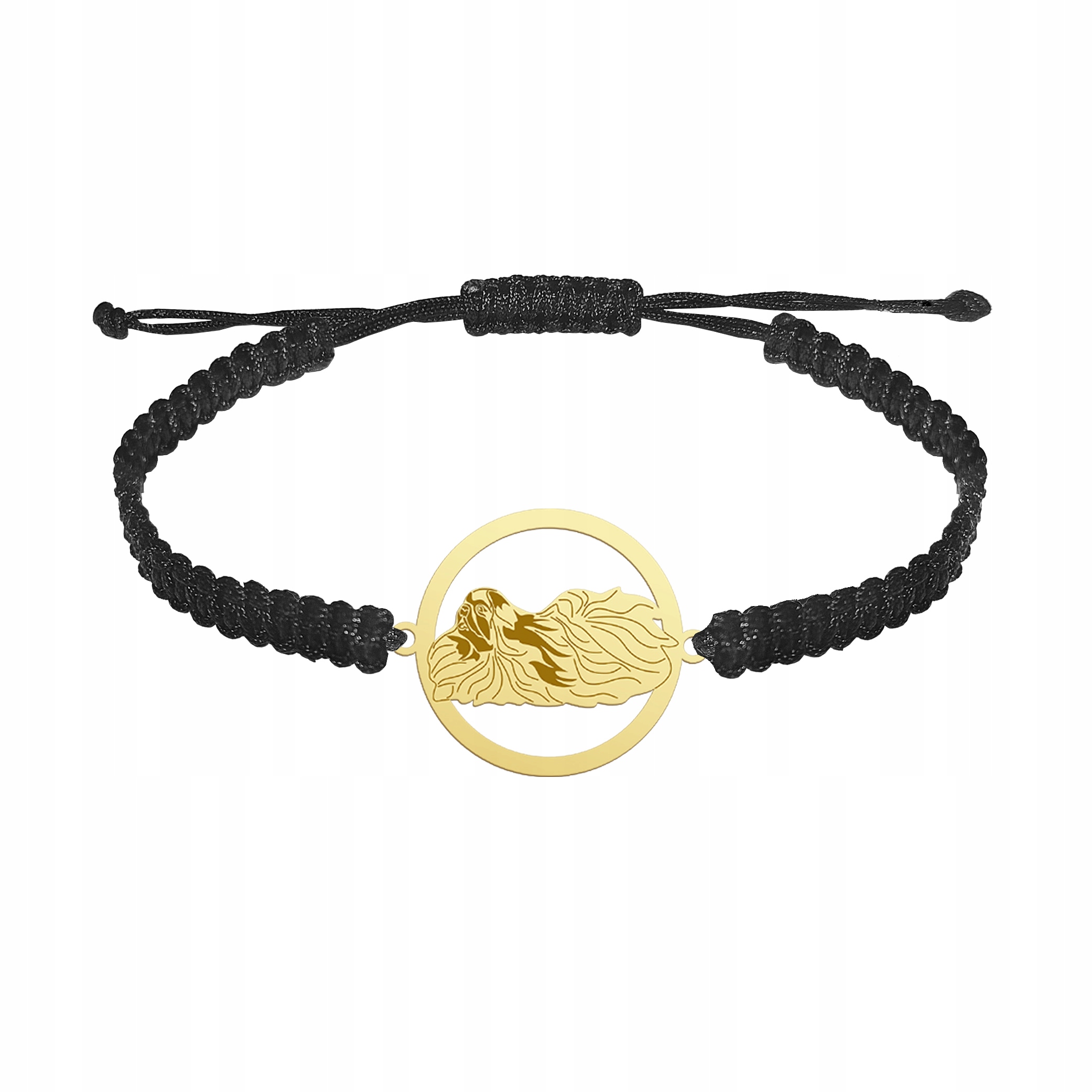 Zlatý náramek s pekingským psem 925 Makramé Žena Šperky Gravírování