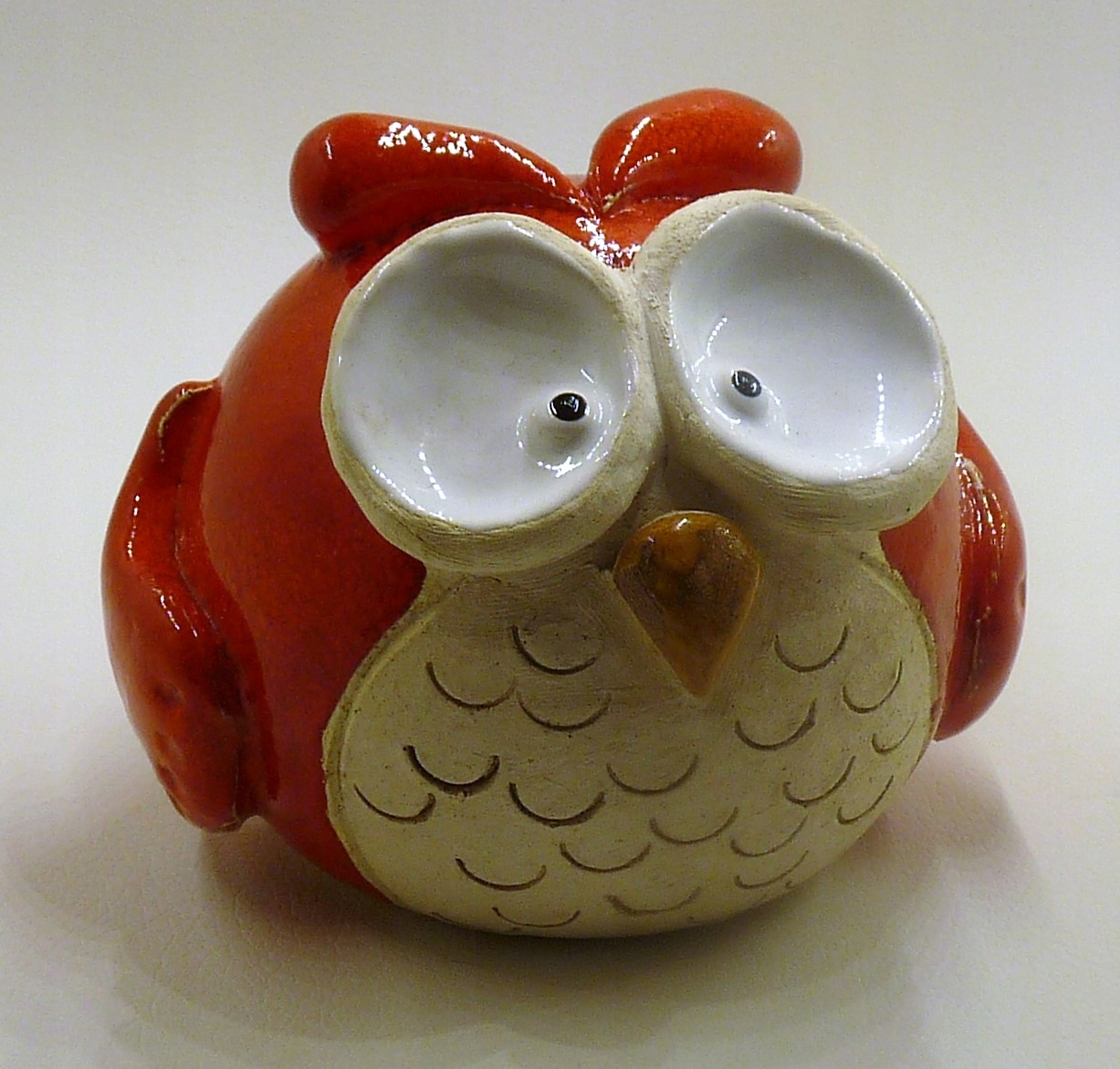 Keramická figurka Pokladnička Sova krásná Červená socha Dárek 10 cm