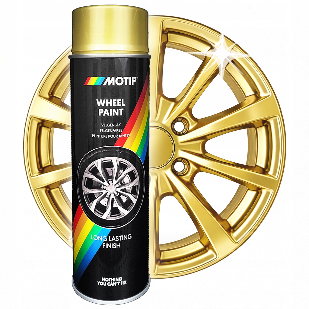 Lakier Akrylowy do Felg Złoty Połysk Motip Spray 500ml