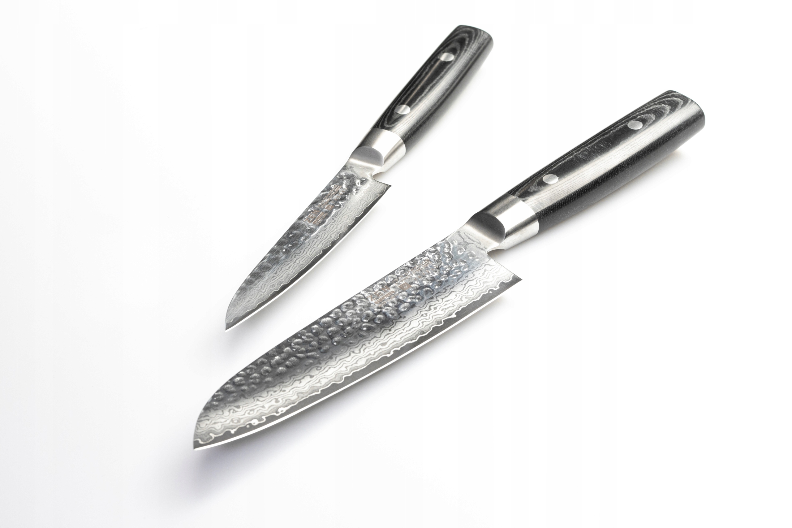 Japoński zestaw noży Yaxell Zen Santoku Uniwersalny VG10 61 Hrc