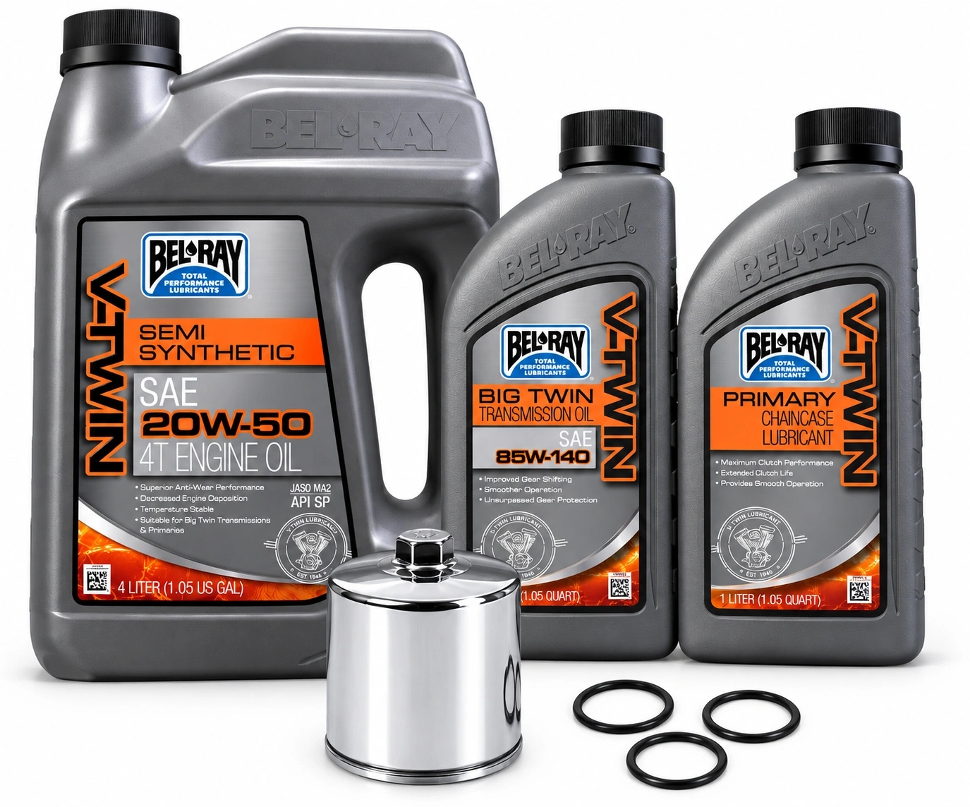 Servisný set Harley-Davidson Bel-Ray 20W50 4L KN-171, chrómovaný filter