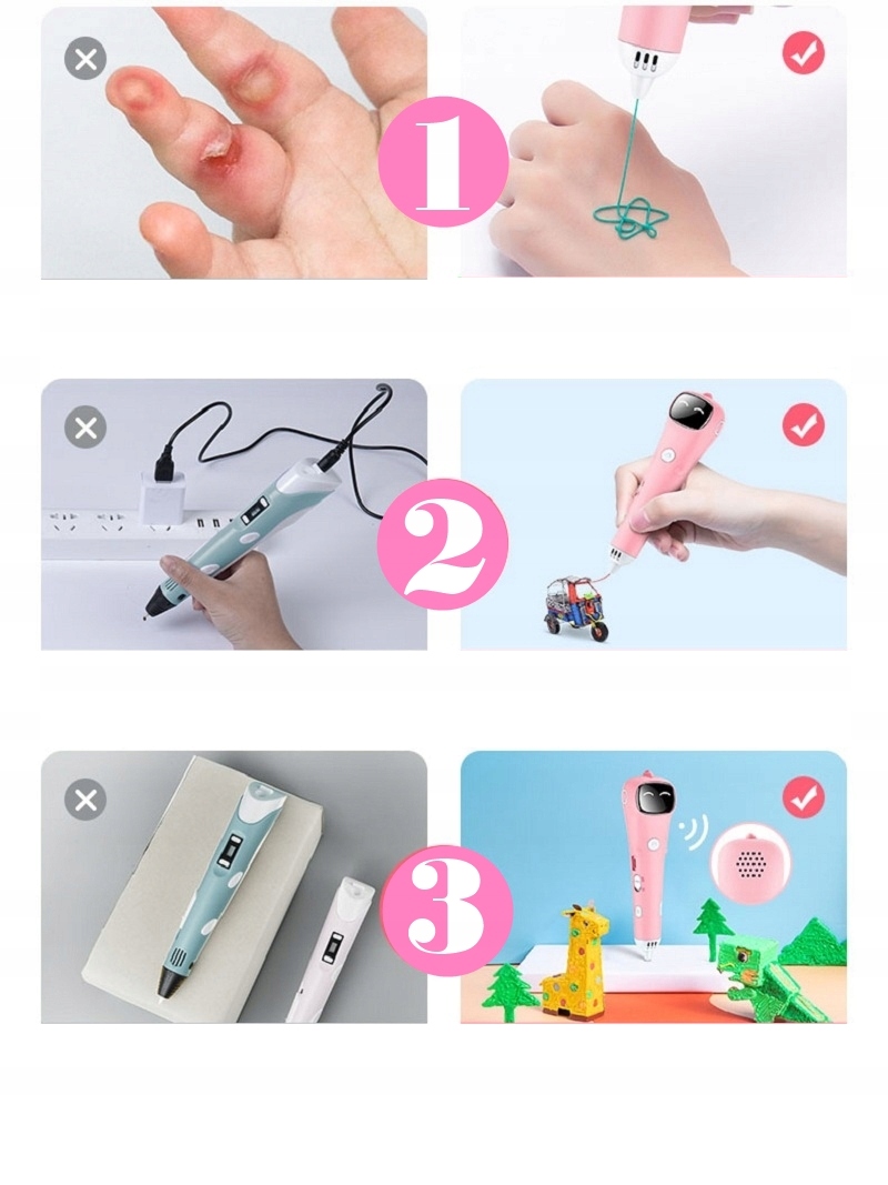 NAJNOWSZY BEZPRZEWODOWY DŁUGOPIS 3D 2.0 FILAMENT PCL PREZENT DLA DZIECKA Rodzaj długopis 3D