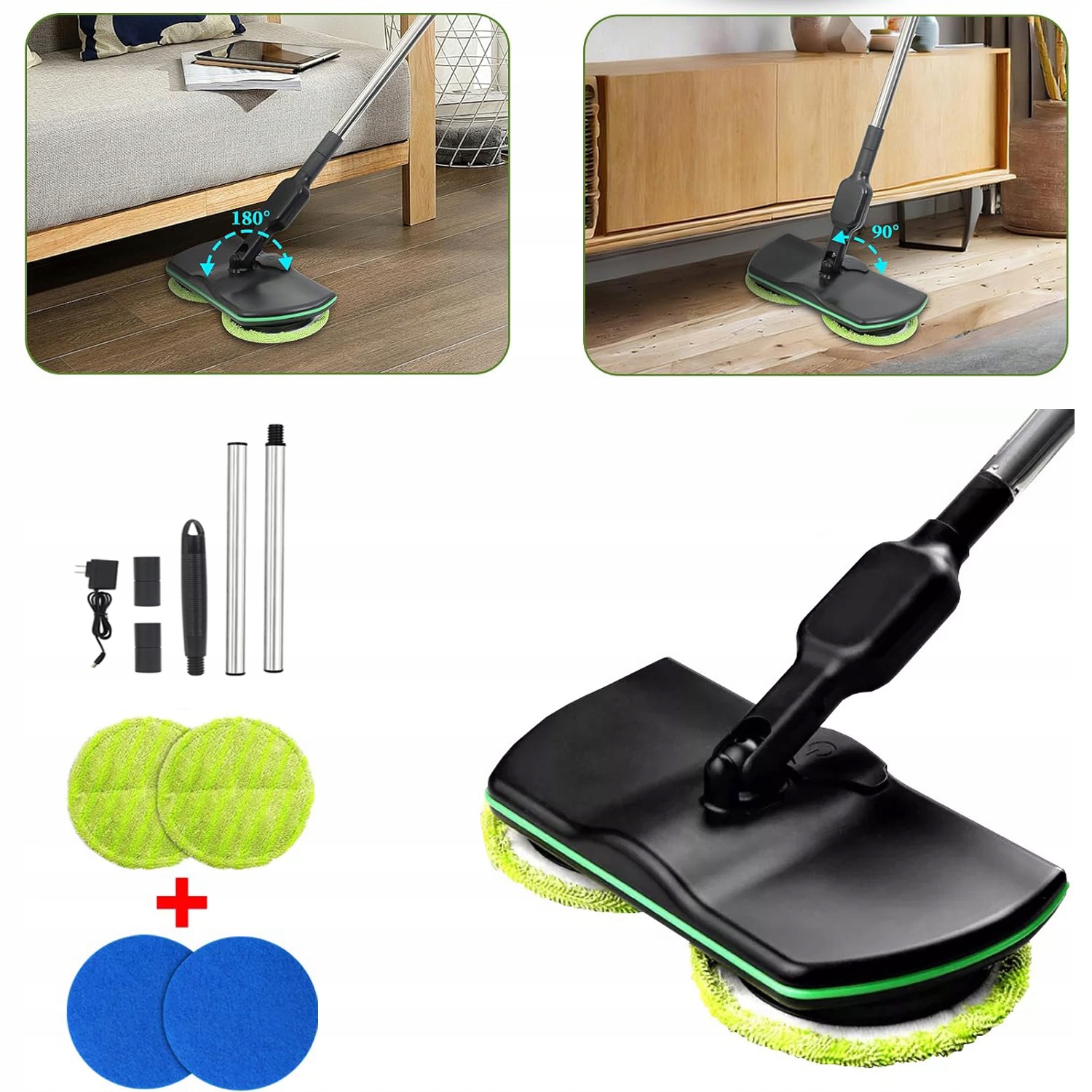Elektrický Mop S Třásněmi, Akumulátorový, Mop Na Podlahu, Savá Utěrka