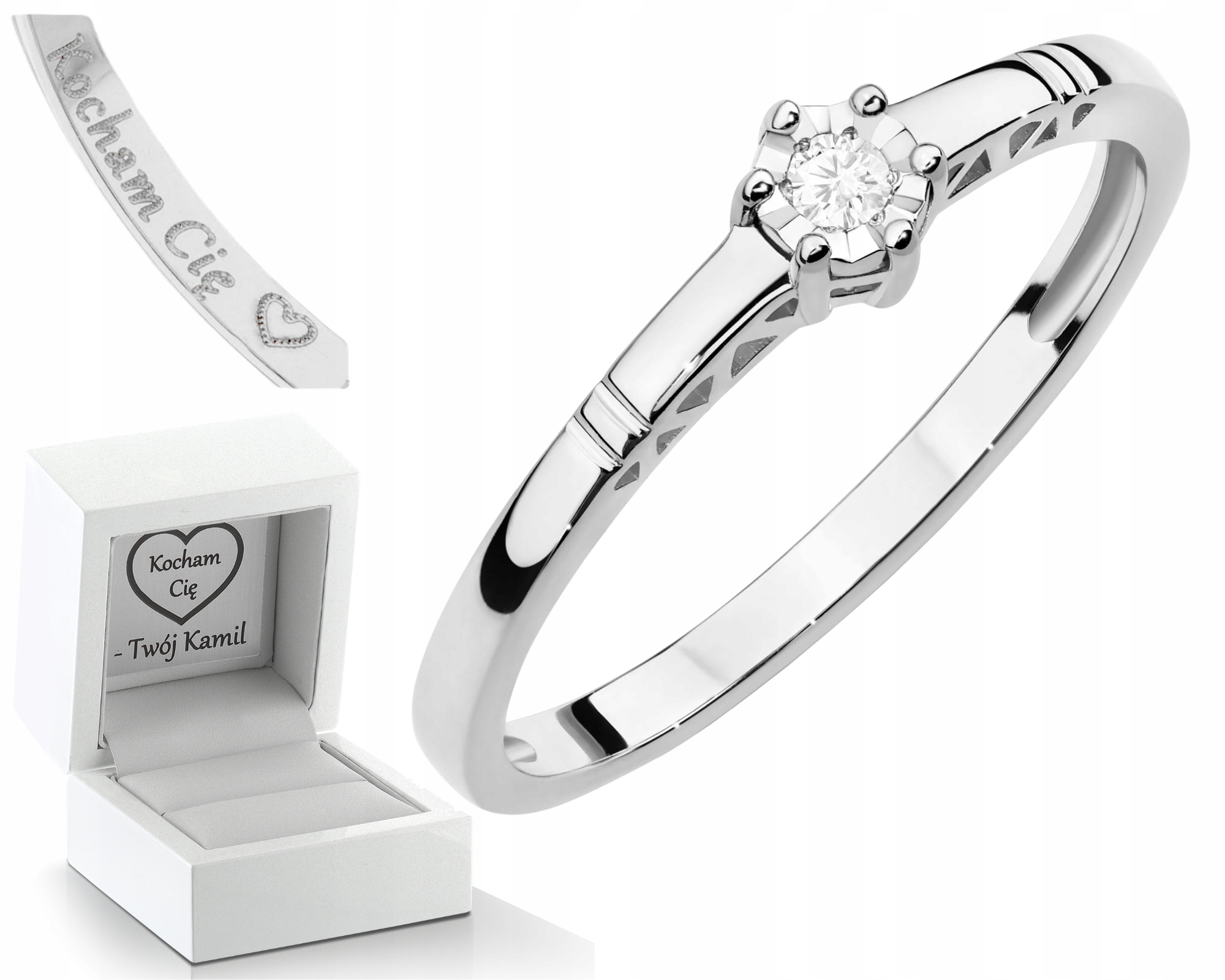 Bílé Zlato Prstýnek Diamant Dárek Zlato 585 14K