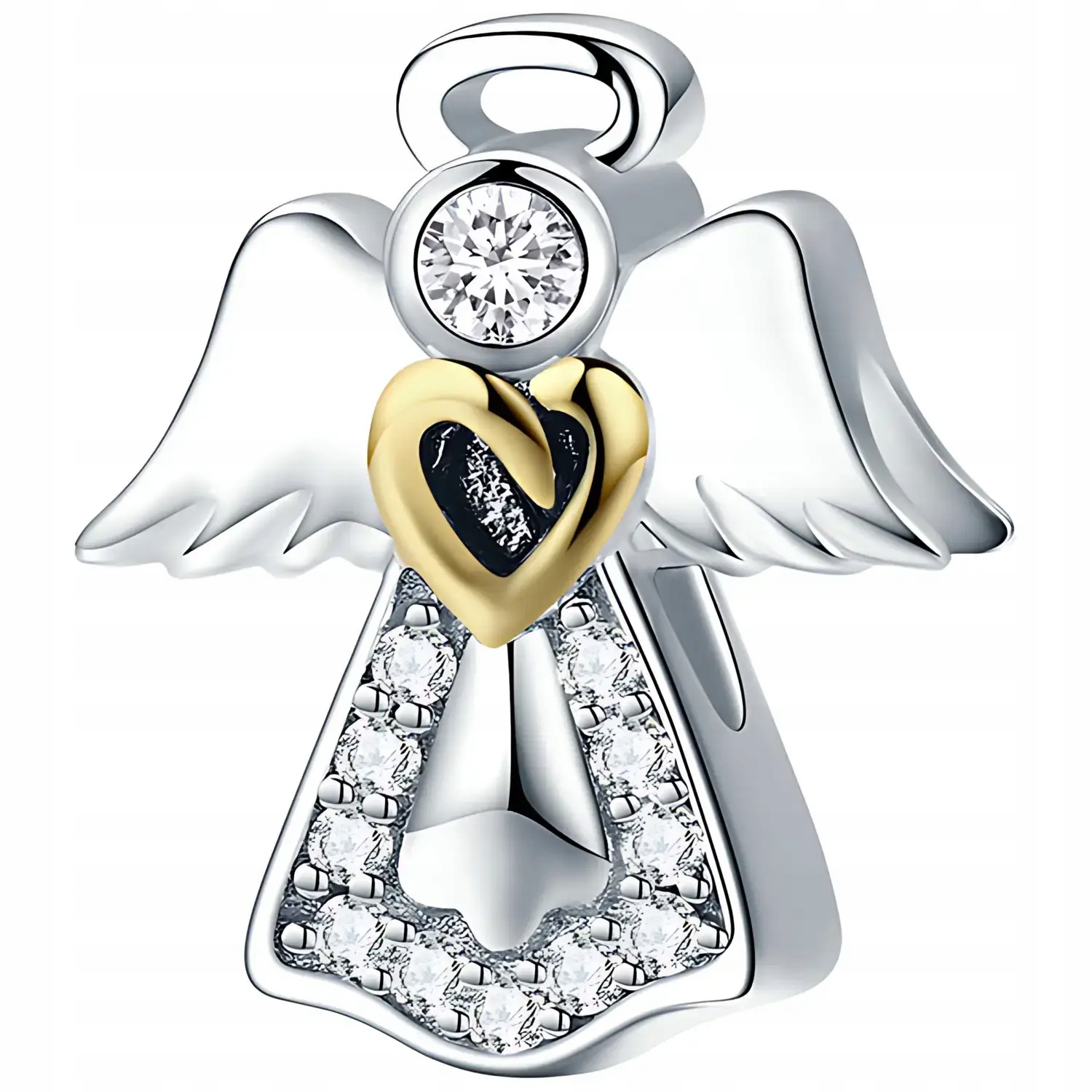 Charms Přívěsek Stříbro 925 Anděl strážný Srdce Křídla Zirkony Anděl