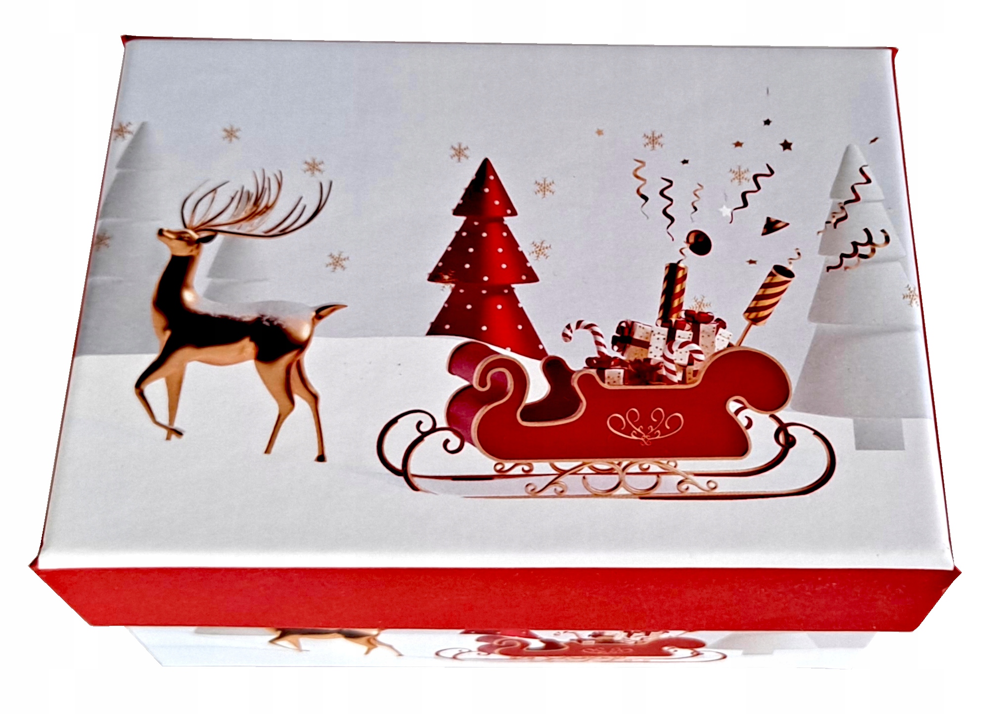 

Pudełko ozdobne świąteczne renifer sanie