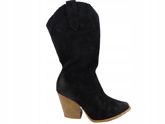 černé kozačky kovbojské boty ažurové kotníkové boty na jaro až ke kolenům zateplené Luca 40