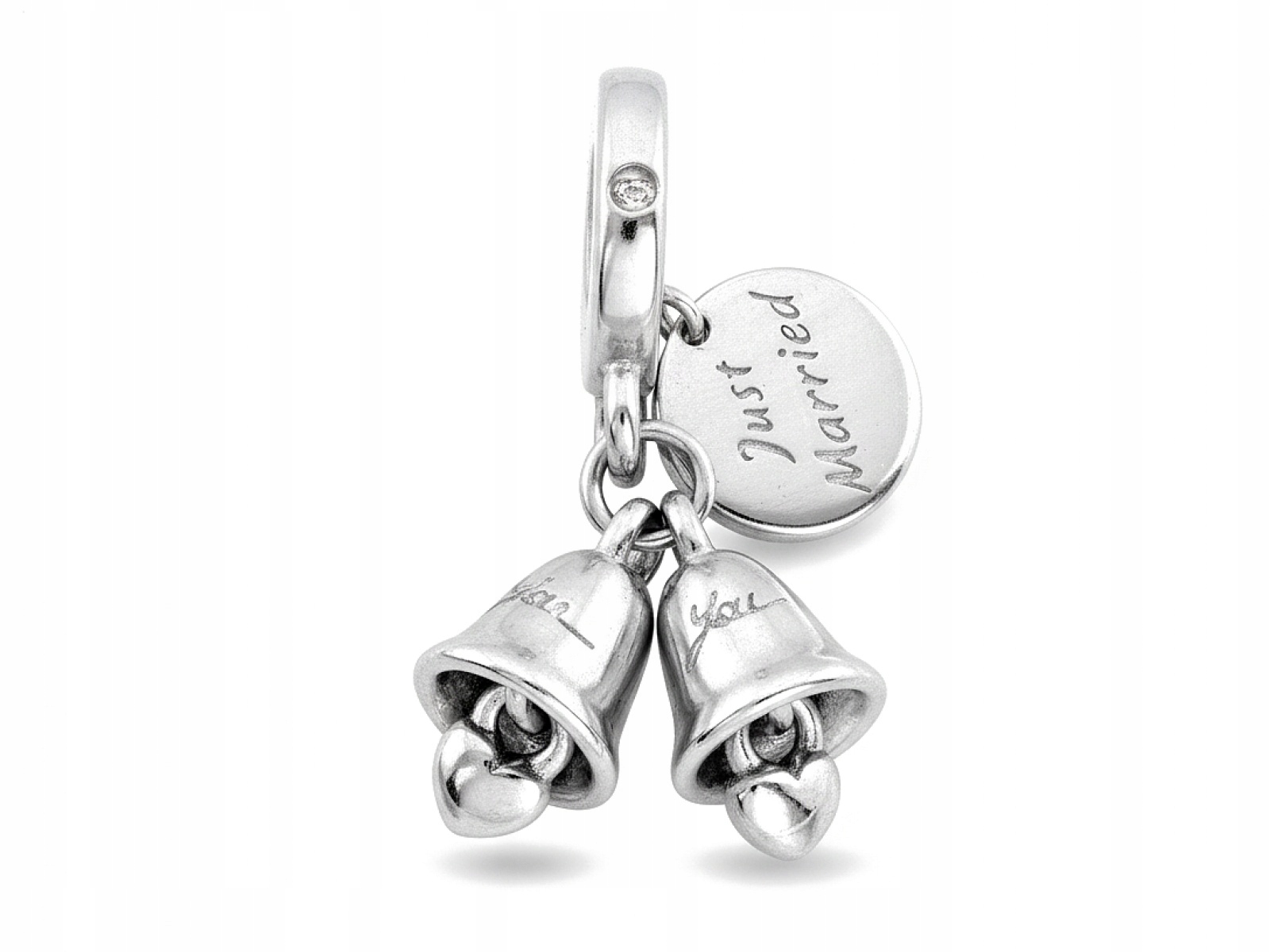 Stříbrný přívěsek 925 svatební zvonky k náramky jako dárek