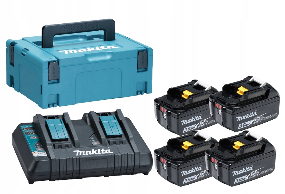 Makita 197970-3 Napájecí Sada Aku BL1830B x4 Nabíječka DC18RD Makpac