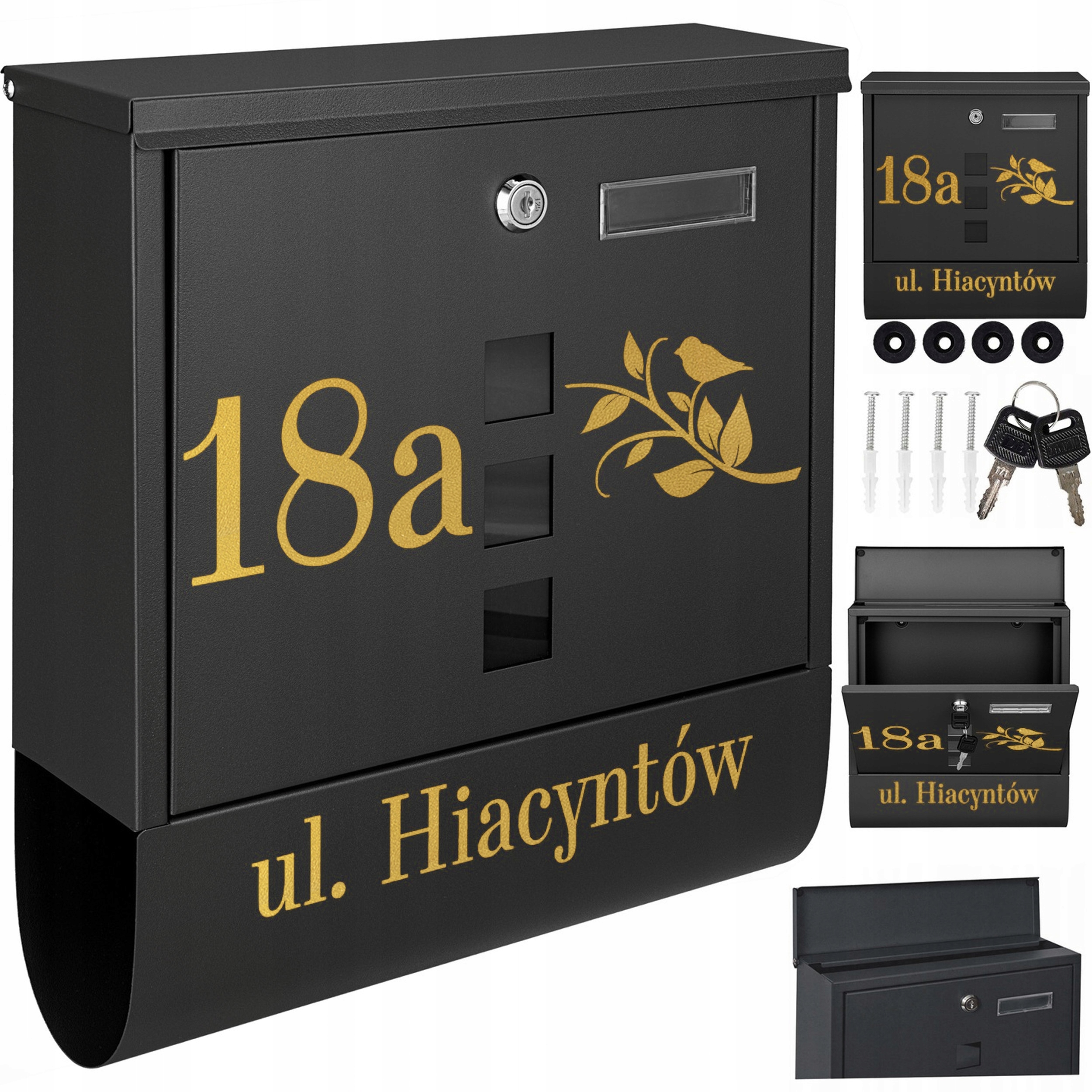Poštovní Schránka Tuba Černá Se Zlatým Vzorem