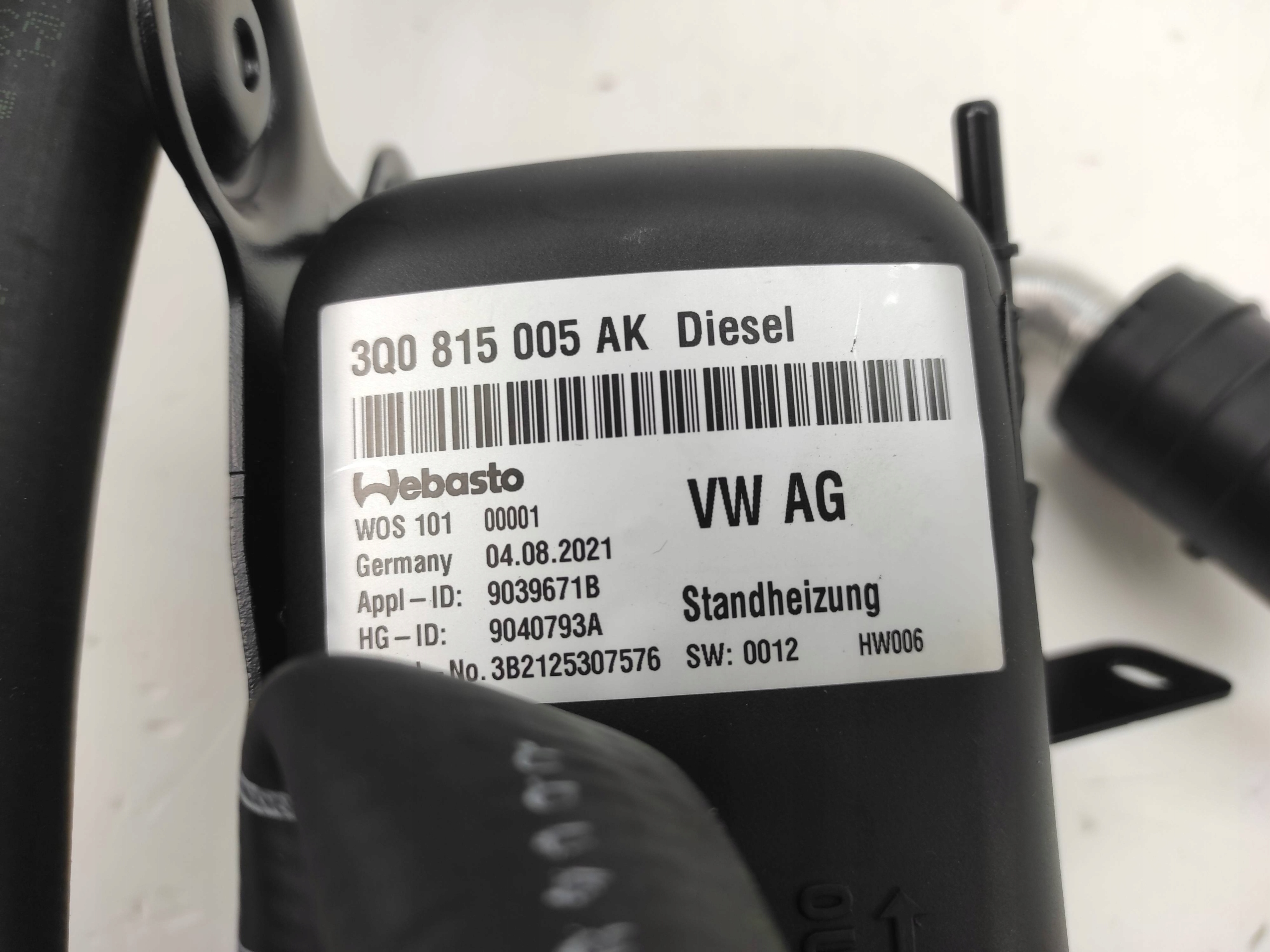 OGRZEWANIE POSTOJOWE WEBASTO VW PASSAT B8 DIESEL Weight with packaging 5 kg