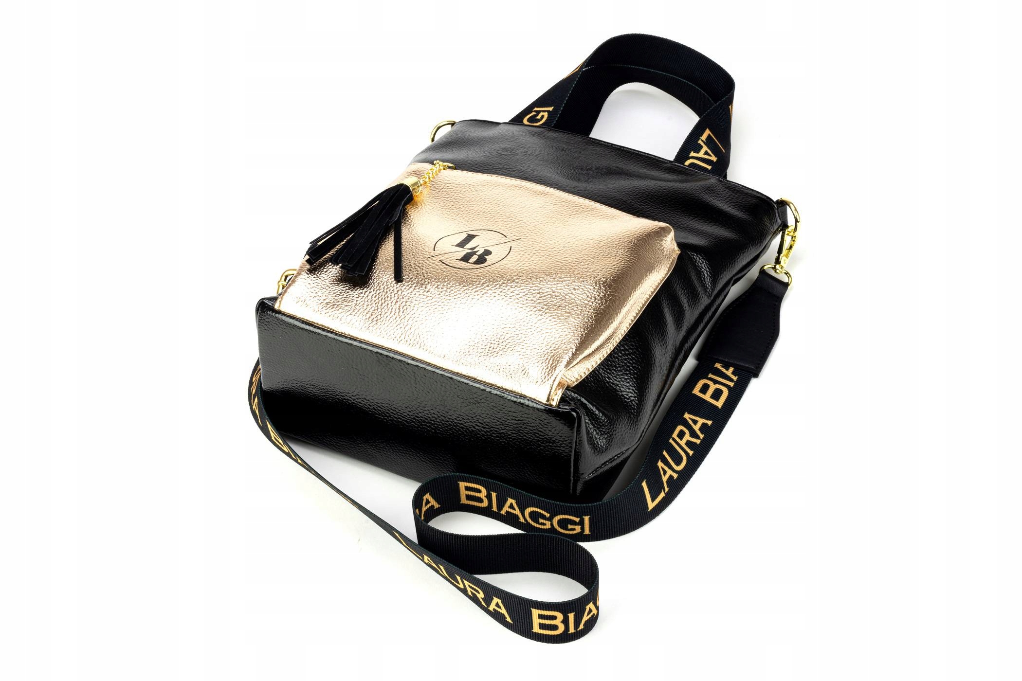 TOREBKA DAMSKA SHOPPER LISTONOSZKA A4 LAURA BIAGGI TORBA NA RAMIĘ Z PASKIEM Wielkość duża (mieszcząca A4)