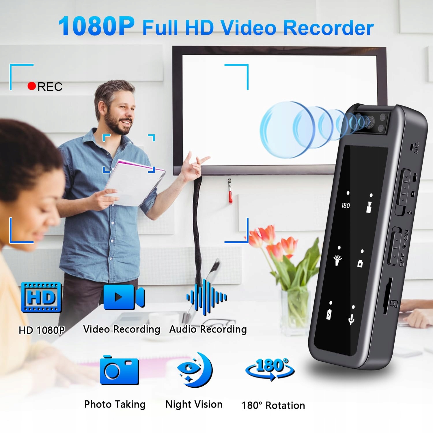 MRING 1080P 64GB Mini Kamera z Audio, Wideo i Nocnym Widzeniem — miniatura 2