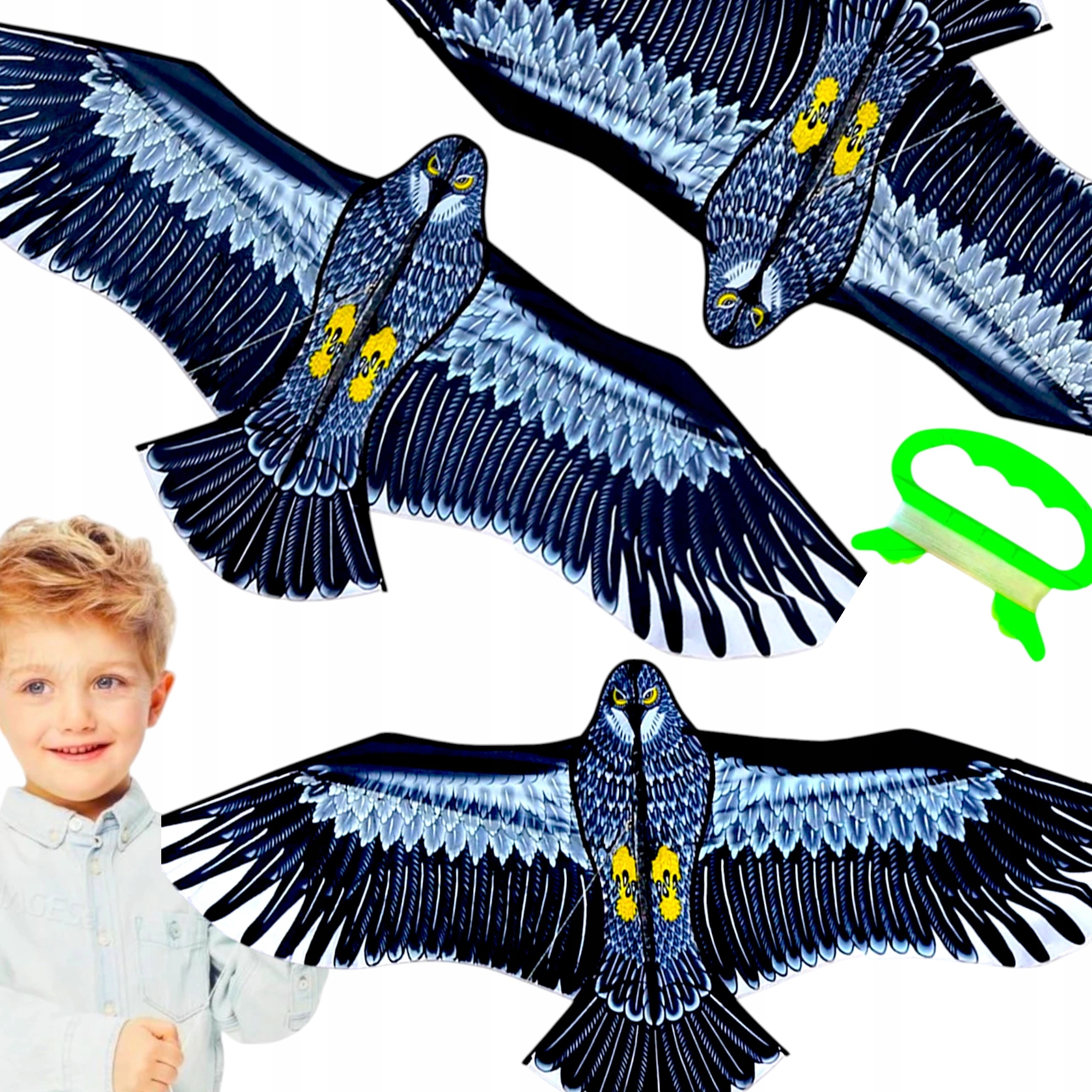 МЕГА ВОЗДУШНЫЙ ЗМЕЙ ОРЕЛ СИЛЬНЫЙ БОЛЬШОЙ ОГРОМНЫЙ ПТИЦА XXL 180 СМ ОТПУГИВАТЕЛЬ ПТИЦ