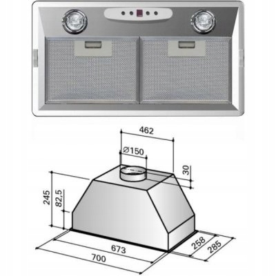 OKAP BEST ELEKTOLUX WYDAJNOŚĆ 760 m3/h 70CM Marka Best