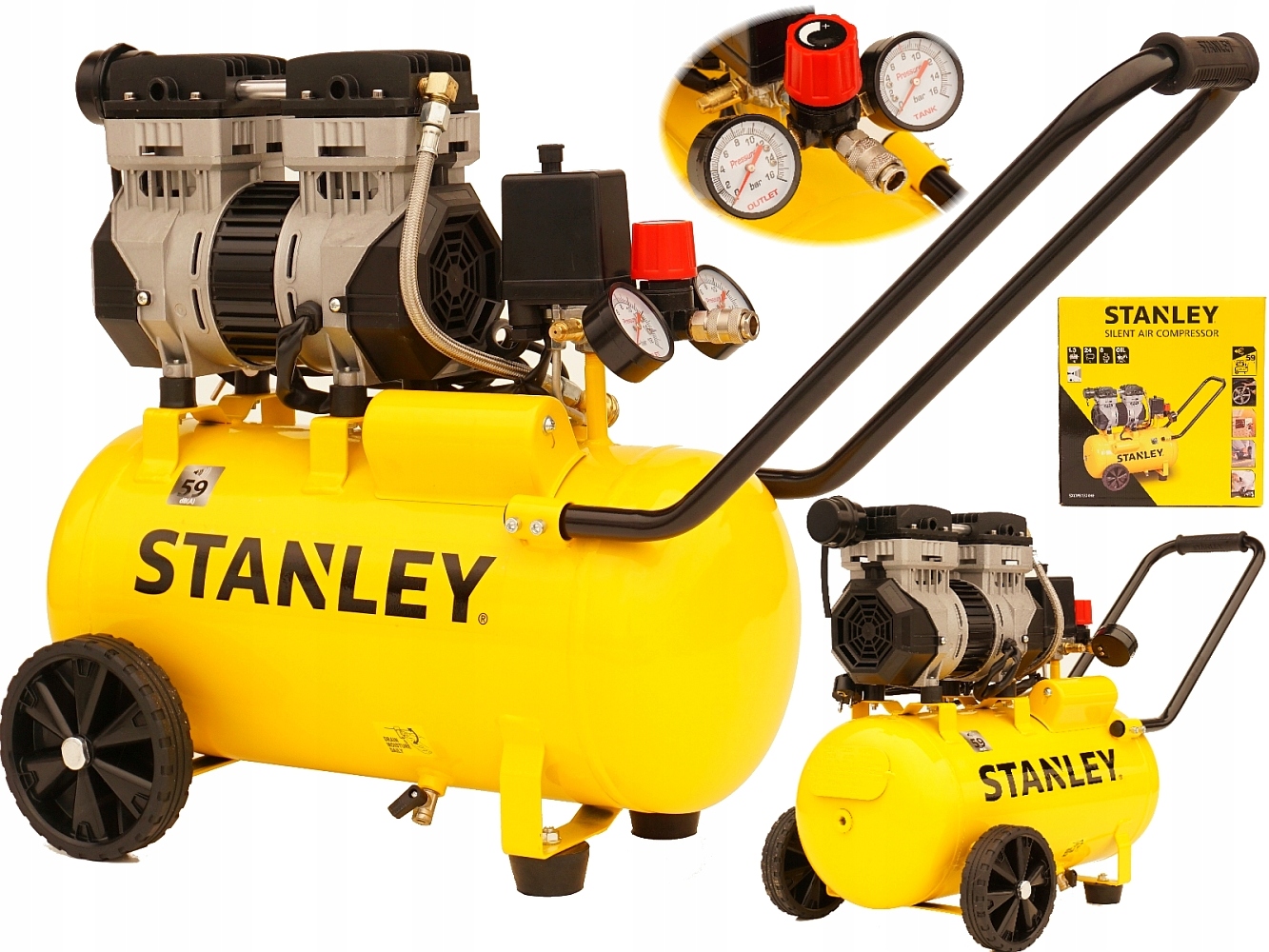 

Stanley Kompresor Bezolejowy 24L 59dB Wyciszony