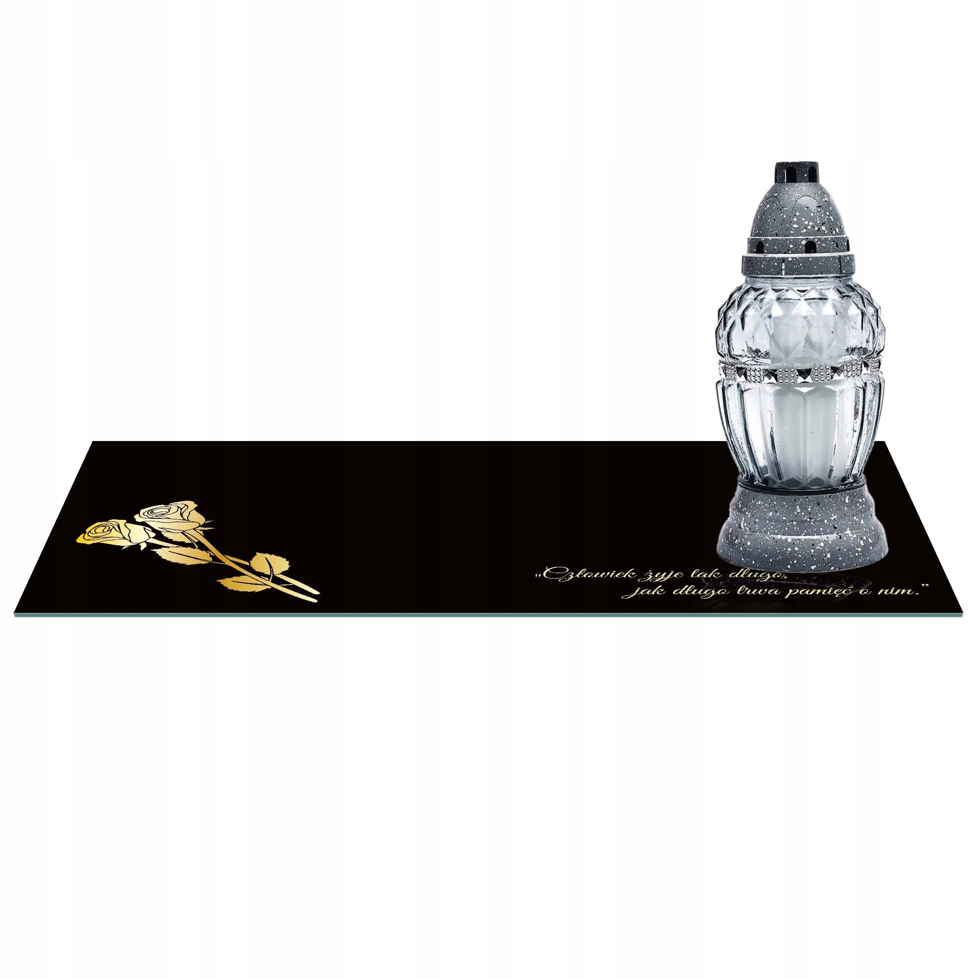 SZKLANA PODSTAWKA POD ZNICZE 60x20cm Z TWOIM DOWOLNYM NAPISEM Waga produktu z opakowaniem jednostkowym 1.5 kg