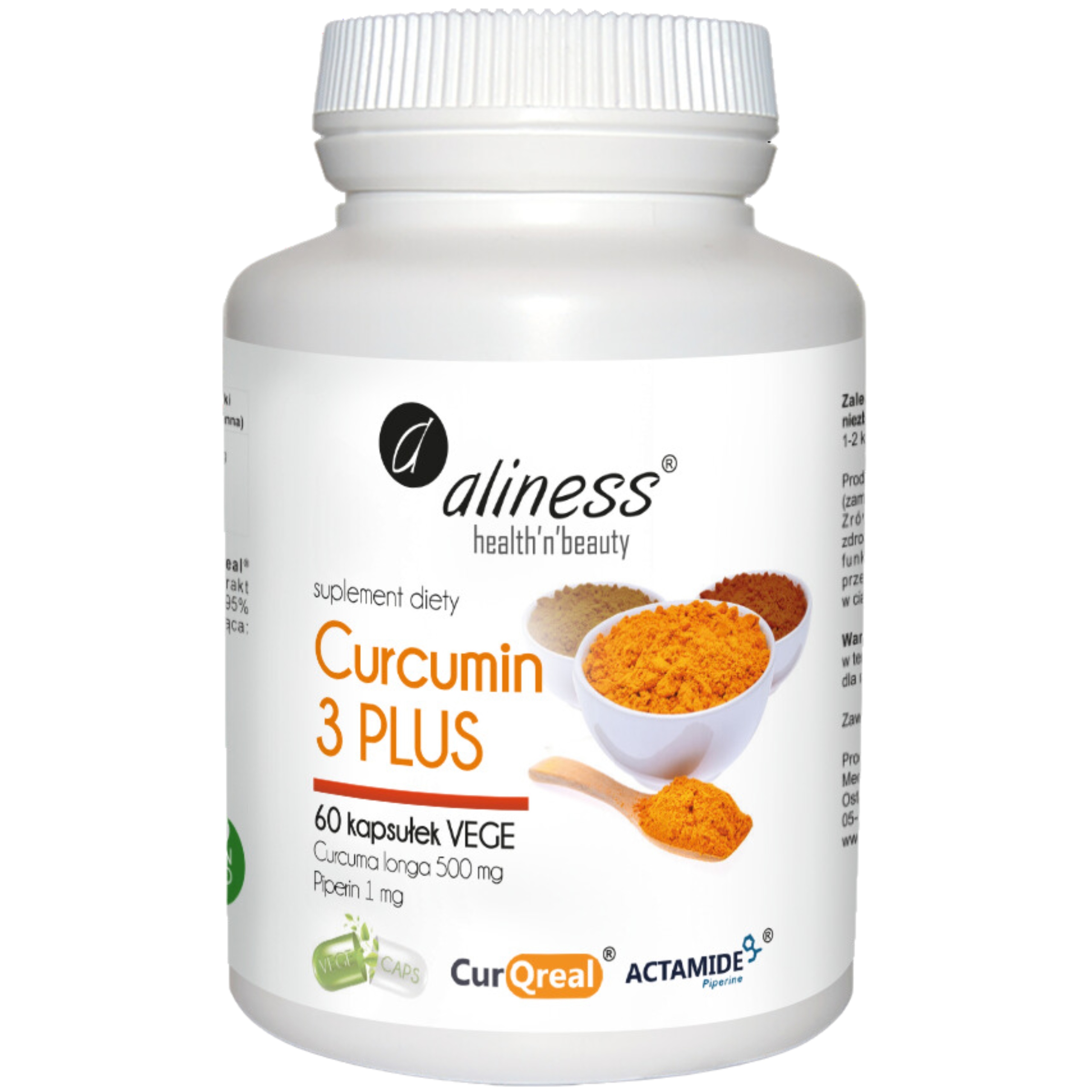 KURKUMINA ALINESS Curcumin C3 Complex + PIPERYNA Wątroba Krążenie 60 ...