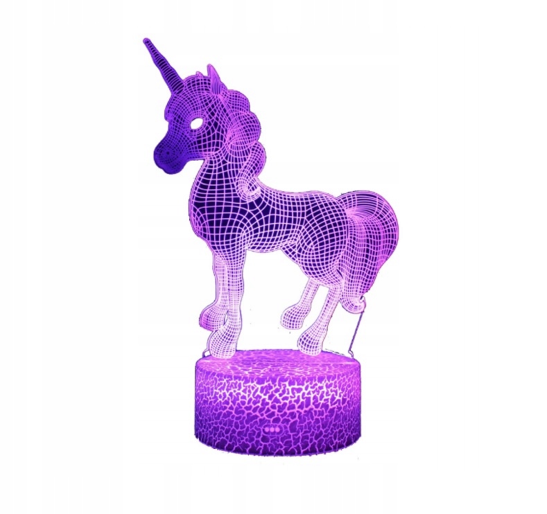 3D JEDNOROŻEC LAMPKA NOCNA USB/BATERIE 16 KOLORÓW LED + PILOT Płeć chłopcy dziewczynki