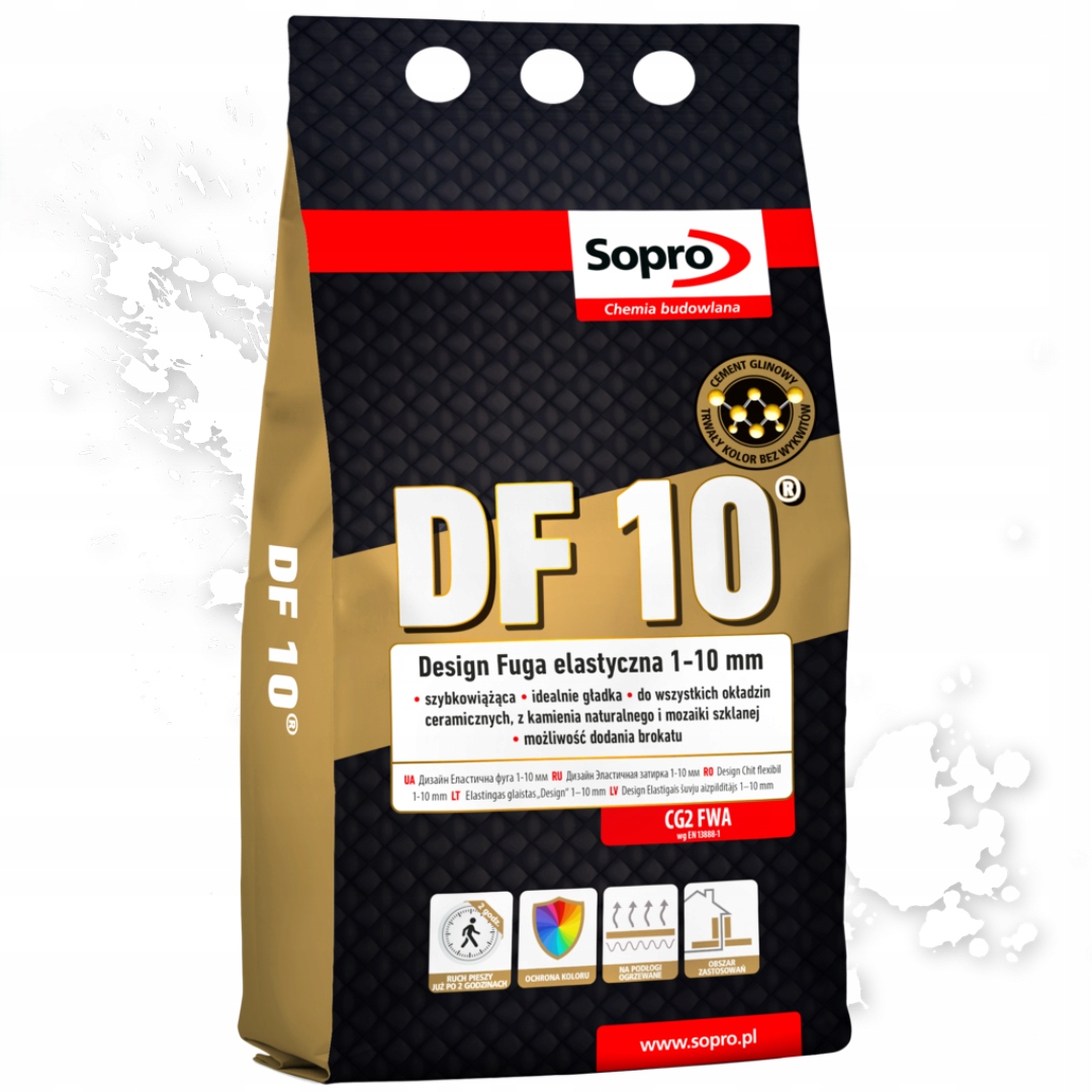 SOPRO FUGA ELASTYCZNA DESIGN BIAŁA 10 2KG DF10 1 - 10MM CEMENTOWA ZAPRAWA