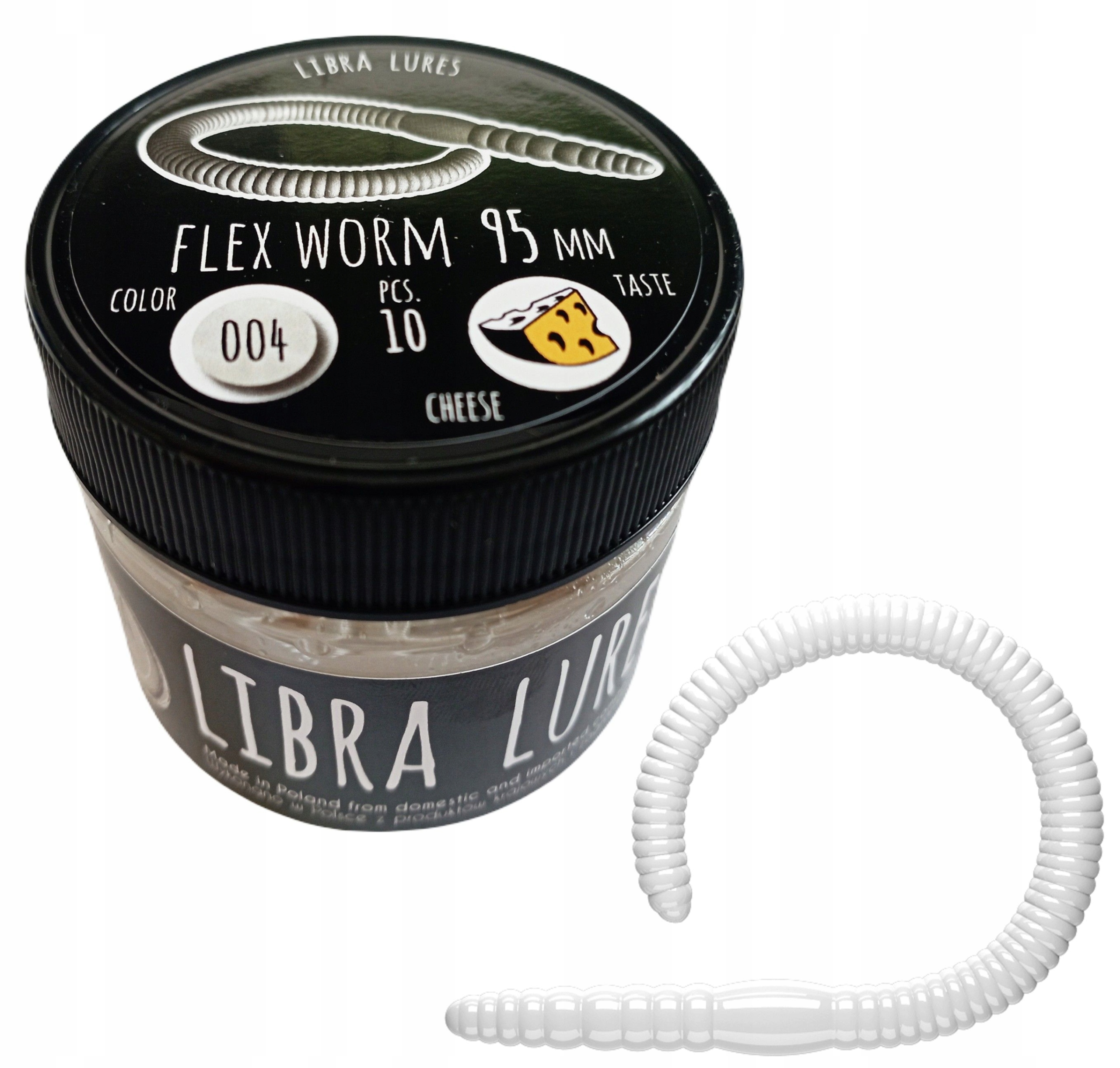 Libra Lures Flex Worm 9,5cm 004 Ser Smak: Ser, Długość (cm): 9.5