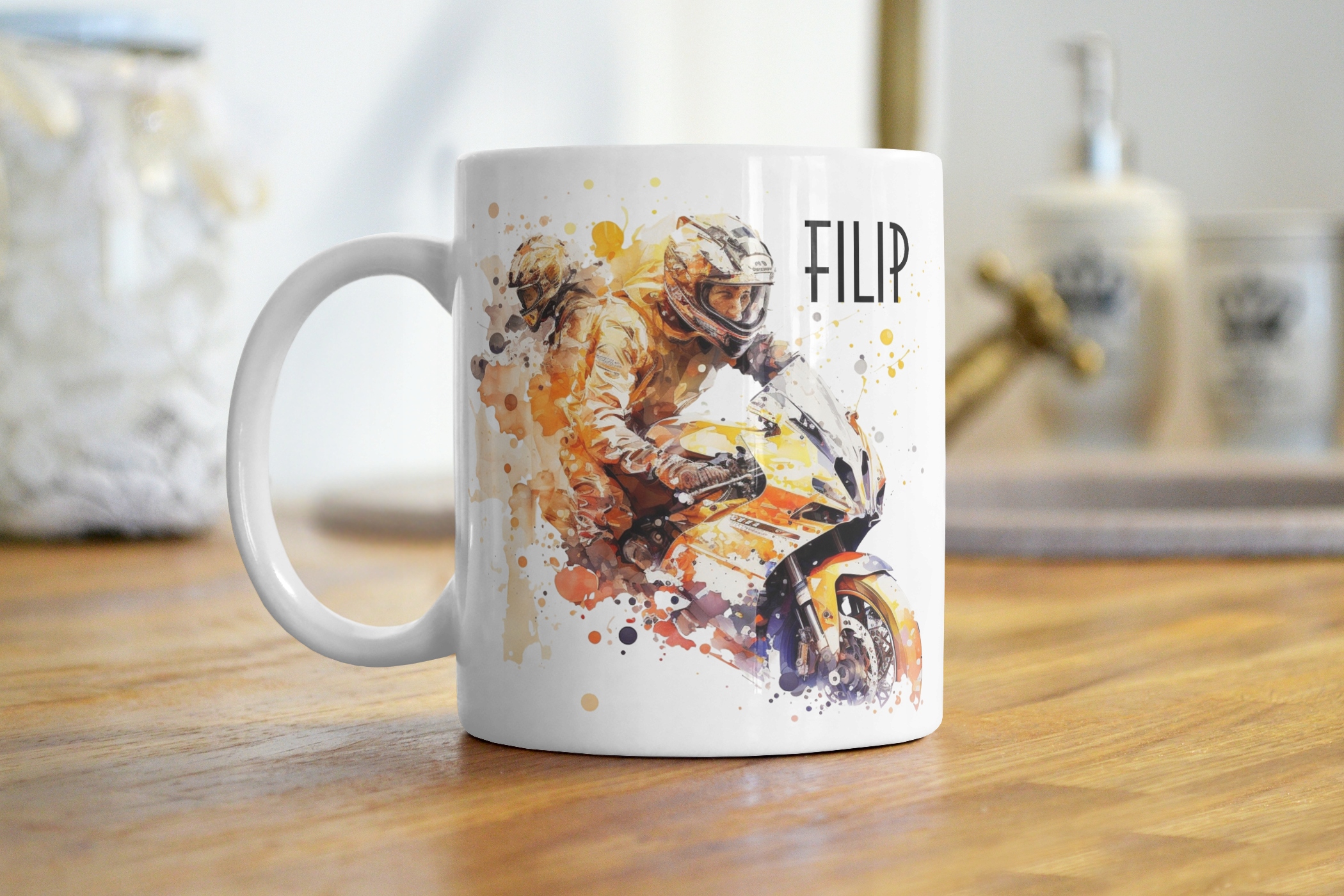 ZESTAW MOTORBIKE WYŚCIGI KUBEK PODUSZKA Z IMIENIEM Szerokość produktu 38 cm