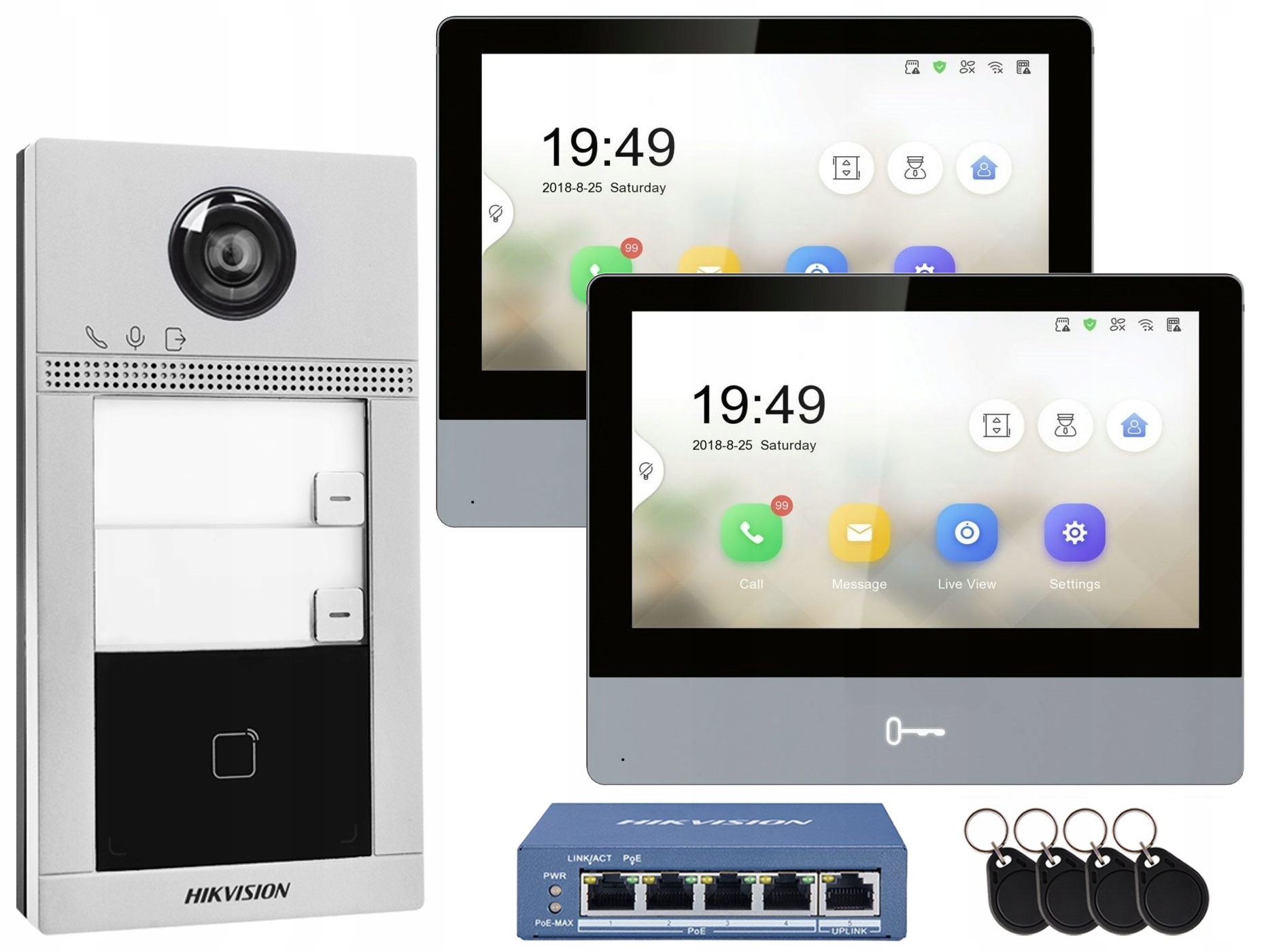 Videovrátnik WiFi Hikvision 2-rodinný na rozšírenie 2 monitory 7" Aplikácia